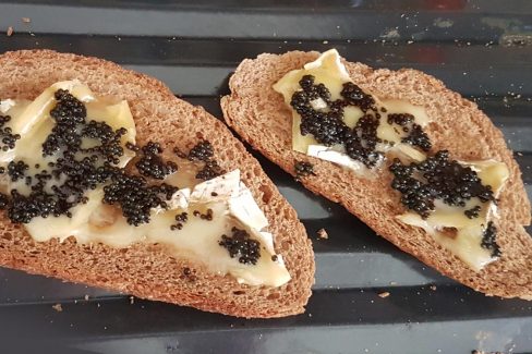 Brie and Caviar on Sourdough Toast